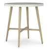 Yami Outdoor Bar Table | Beige Sintered Stone Top | Brown Aluminum 40"