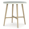 Yami Outdoor Bar Table | Beige Sintered Stone Top | Brown Aluminum 40"