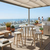 Yami Outdoor Bar Table | Beige Sintered Stone Top | Brown Aluminum 40"