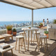 Yami Outdoor Bar Table | Beige Sintered Stone Top | Brown Aluminum 40"