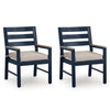 Eina Outdoor Armchair Set of 2 | Foam Fill Beige Nuvella Seat | Navy Blue