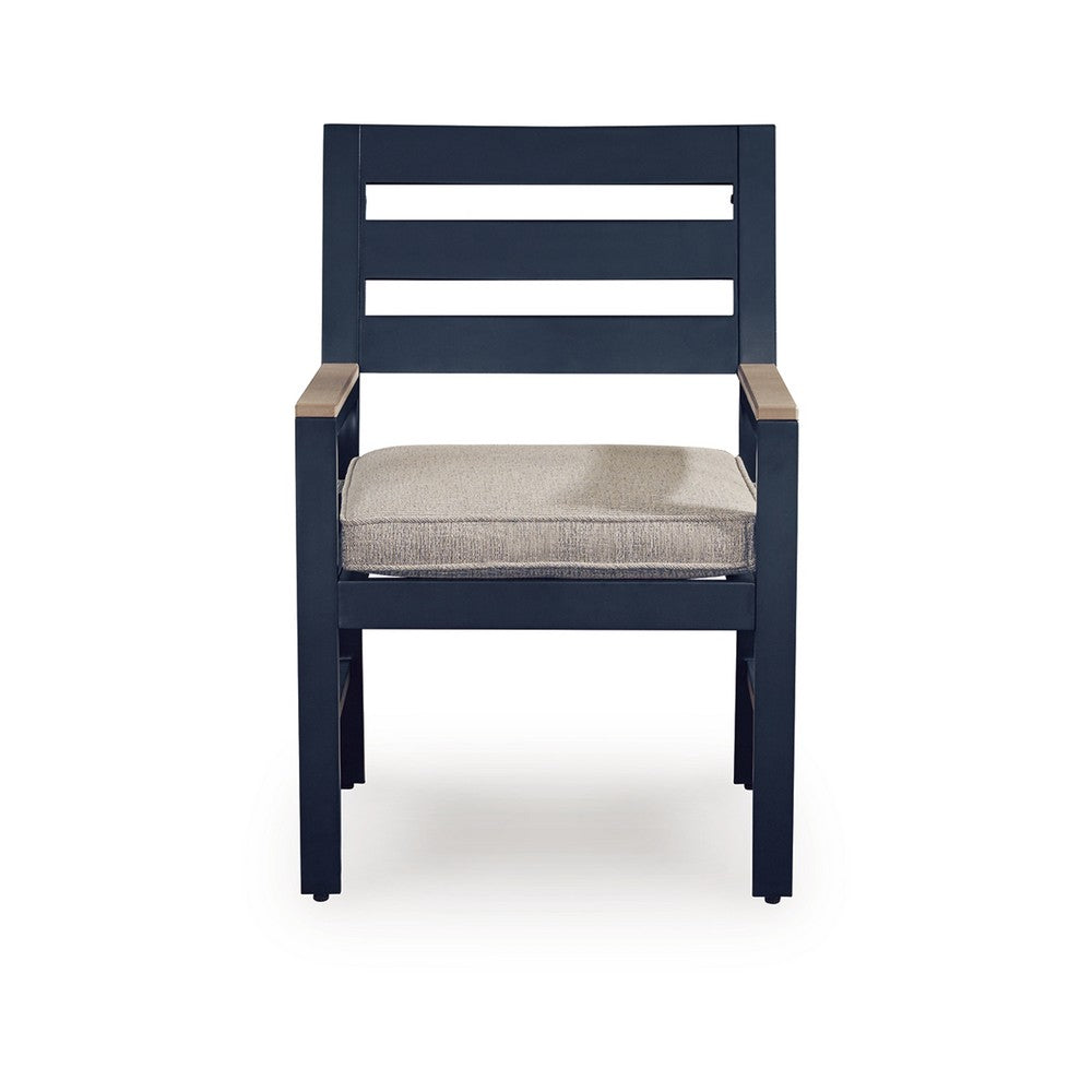 Eina Outdoor Armchair Set of 2 | Foam Fill Beige Nuvella Seat | Navy Blue