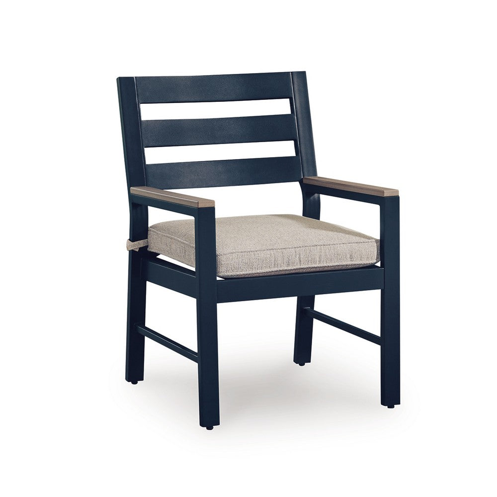 Eina Outdoor Armchair Set of 2 | Foam Fill Beige Nuvella Seat | Navy Blue
