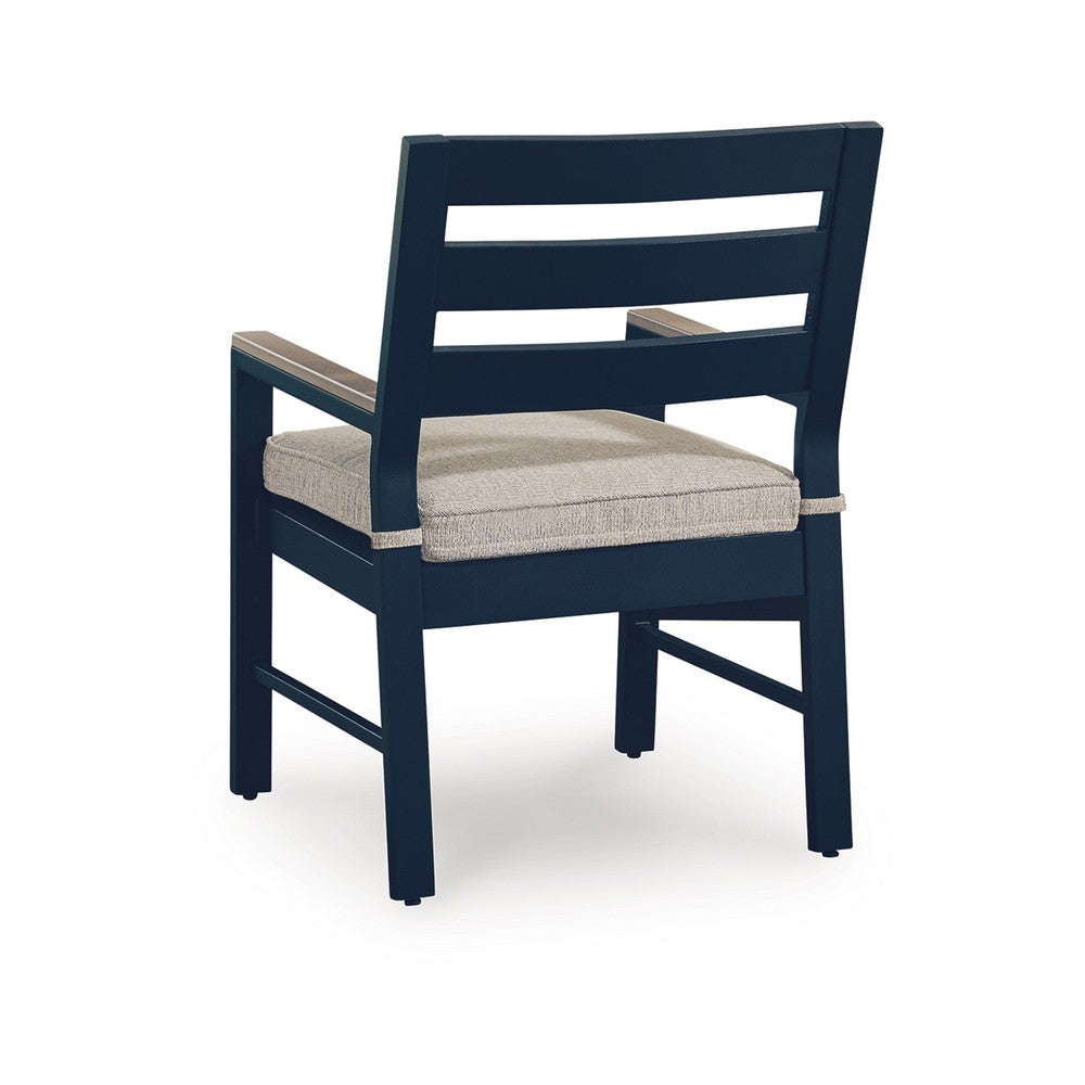 Eina Outdoor Armchair Set of 2 | Foam Fill Beige Nuvella Seat | Navy Blue