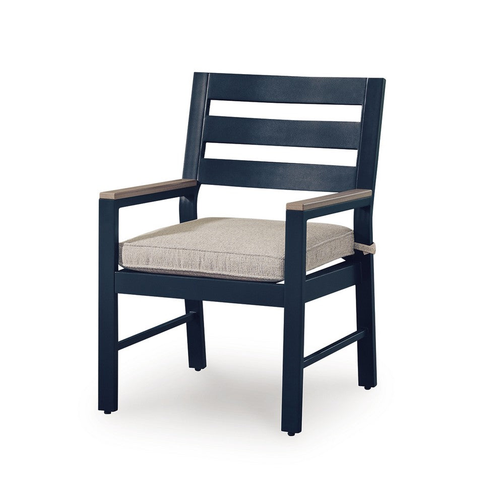 Eina Outdoor Armchair Set of 2 | Foam Fill Beige Nuvella Seat | Navy Blue