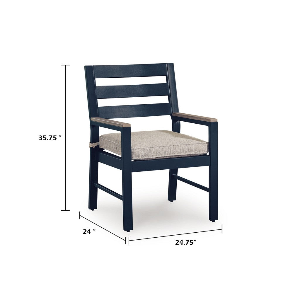 Eina Outdoor Armchair Set of 2 | Foam Fill Beige Nuvella Seat | Navy Blue