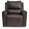 Andie Power Rocker Recliner Chair w USB | Foam Fill Gray Top Grain Leather