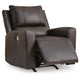 Andie Power Rocker Recliner Chair w USB | Foam Fill Gray Top Grain Leather