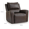 Andie Power Rocker Recliner Chair w USB | Foam Fill Gray Top Grain Leather