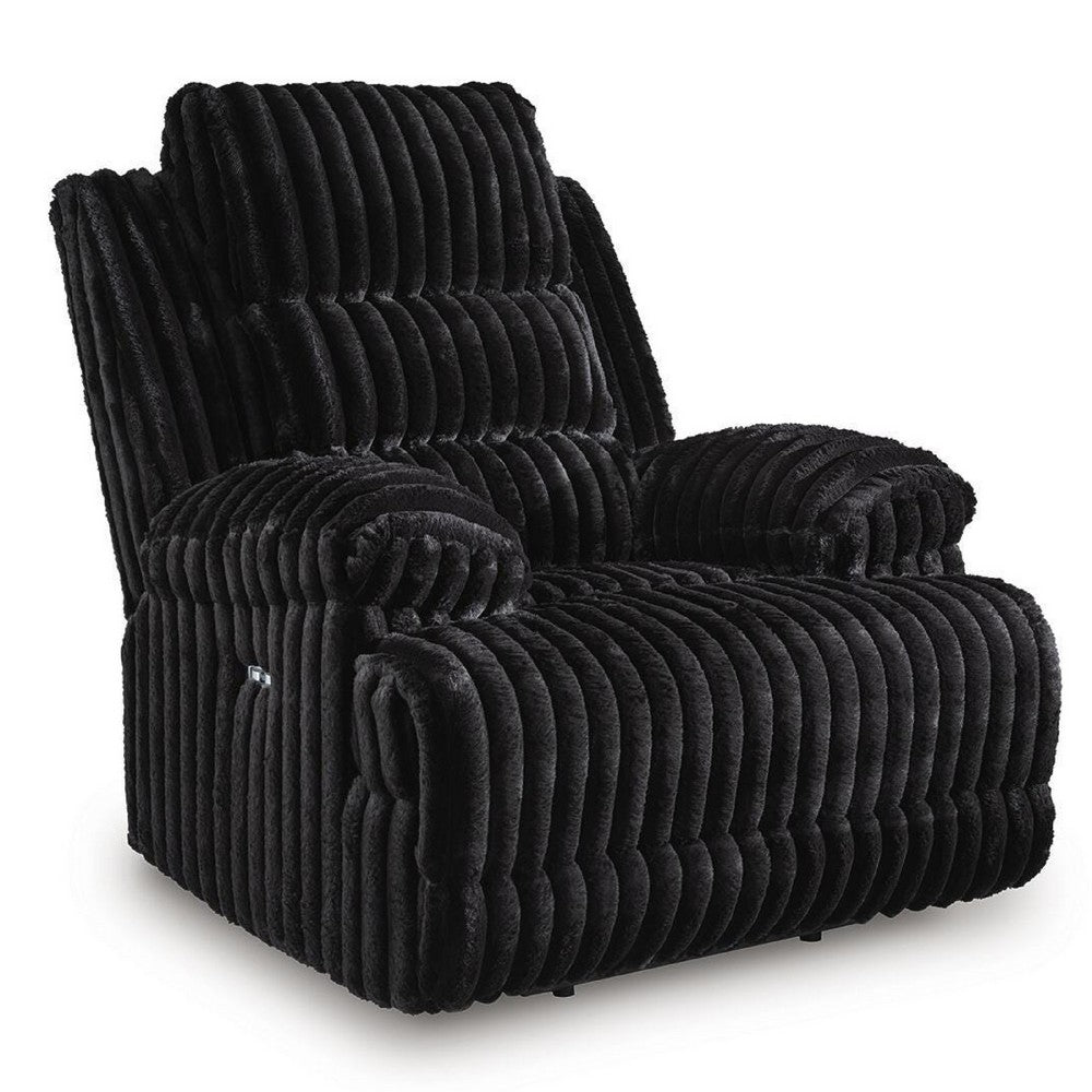 Becca Zero Wall Power Recliner Chair | Pillow Arms | Black Corduroy
