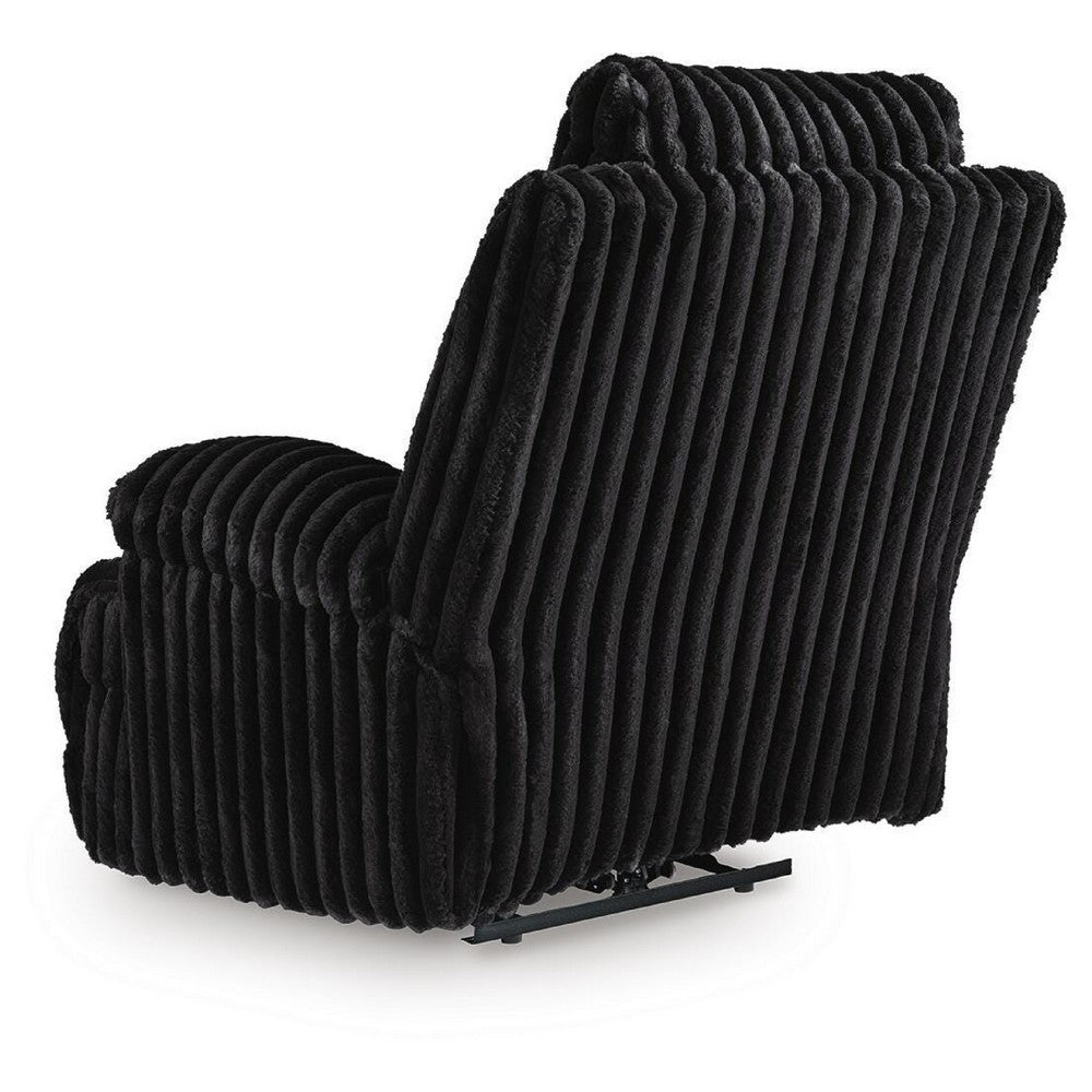 Becca Zero Wall Power Recliner Chair | Pillow Arms | Black Corduroy