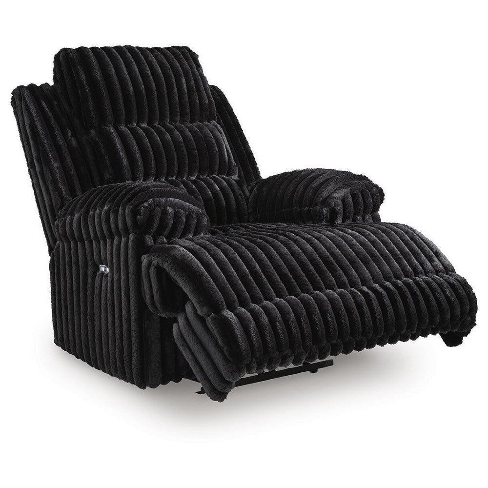 Becca Zero Wall Power Recliner Chair | Pillow Arms | Black Corduroy