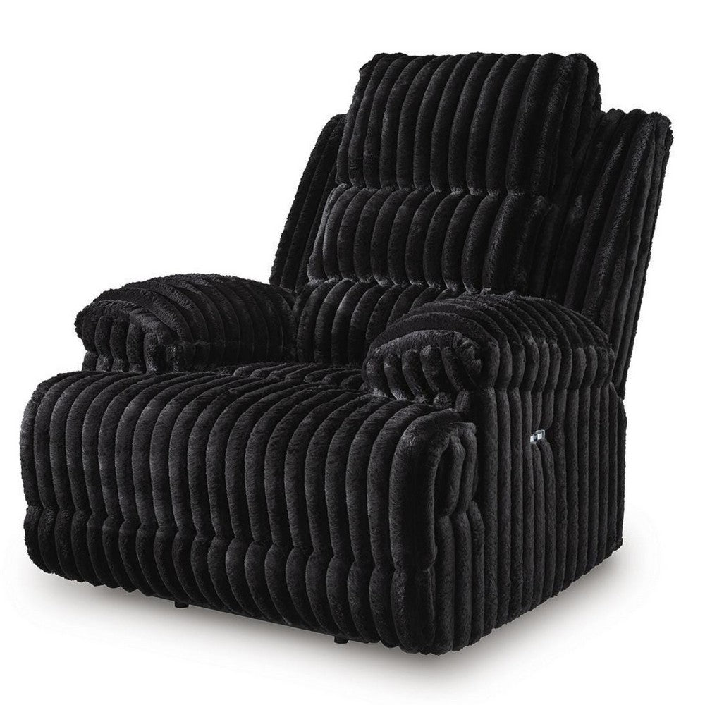 Becca Zero Wall Power Recliner Chair | Pillow Arms | Black Corduroy