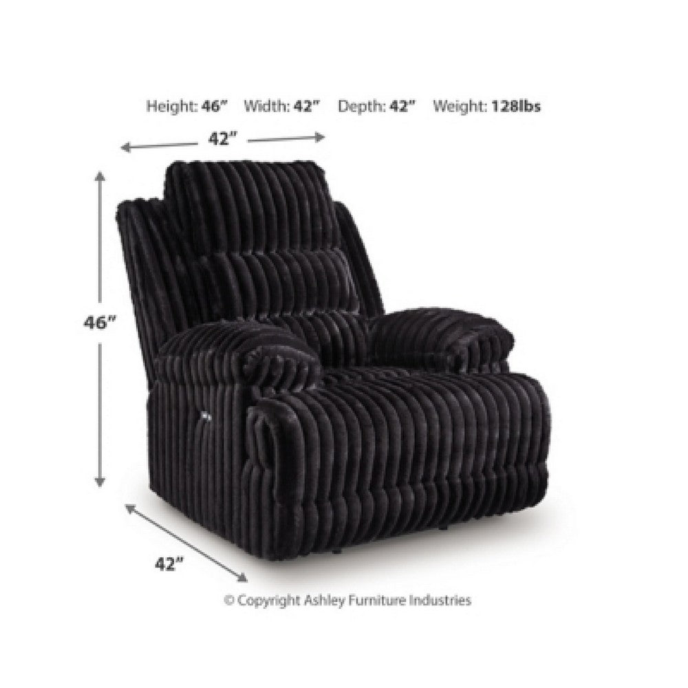 Becca Zero Wall Power Recliner Chair | Pillow Arms | Black Corduroy