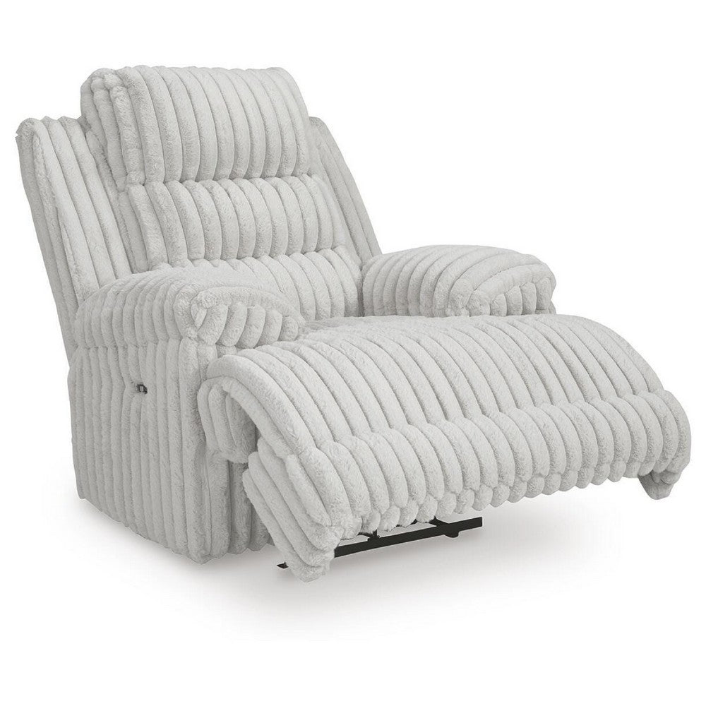 Becca Zero Wall Power Recliner Chair w USB | Pillow Arms | Gray Corduroy