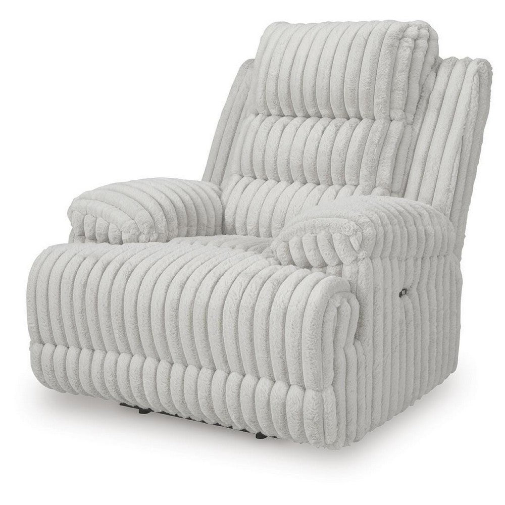 Becca Zero Wall Power Recliner Chair w USB | Pillow Arms | Gray Corduroy