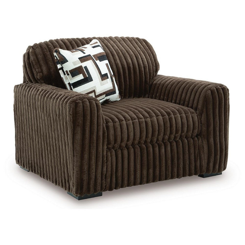 Addy Oversized Chair w 1 Pillow | Foam Fill Chocolate Brown Corduroy