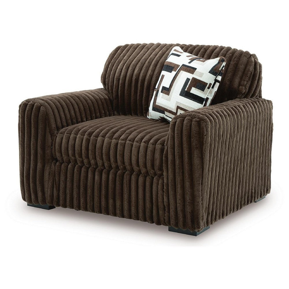 Addy Oversized Chair w 1 Pillow | Foam Fill Chocolate Brown Corduroy
