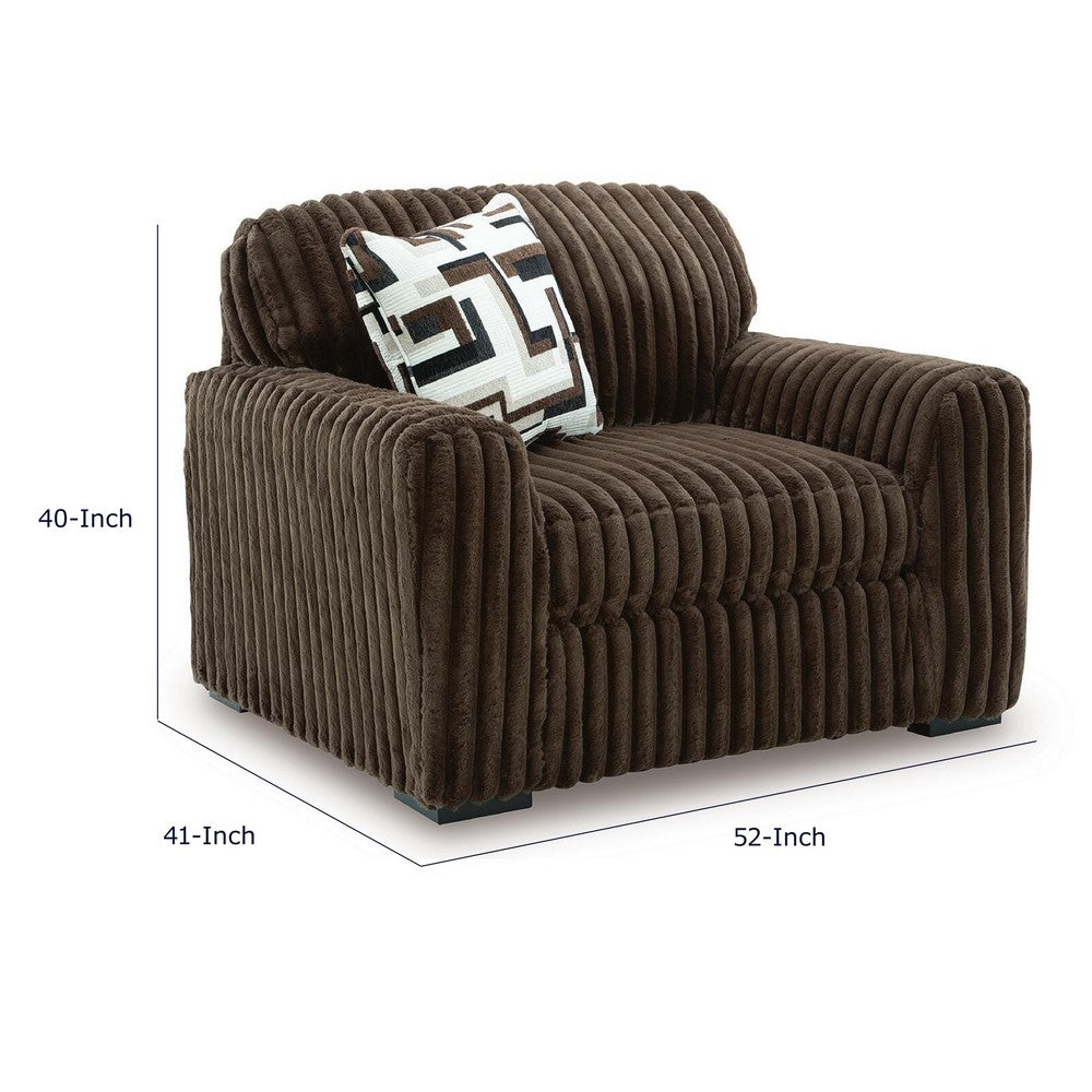 Addy Oversized Chair w 1 Pillow | Foam Fill Chocolate Brown Corduroy