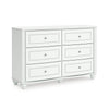 Koze Wide Dresser Chest | 6 Crystal Drawer and Bun Feet | White Wood