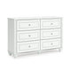 Koze Wide Dresser Chest | 6 Crystal Drawer and Bun Feet | White Wood