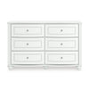 Koze Wide Dresser Chest | 6 Crystal Drawer and Bun Feet | White Wood