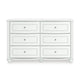 Koze Wide Dresser Chest | 6 Crystal Drawer and Bun Feet | White Wood