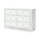 Koze Wide Dresser Chest | 6 Crystal Drawer and Bun Feet | White Wood