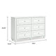 Koze Wide Dresser Chest | 6 Crystal Drawer and Bun Feet | White Wood