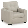 Orion Accent Chair with Wooden Legs | White Bone Tufted Leather-Faux Leather