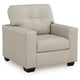 Orion Accent Chair with Wooden Legs | White Bone Tufted Leather-Faux Leather
