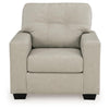 Orion Accent Chair with Wooden Legs | White Bone Tufted Leather-Faux Leather