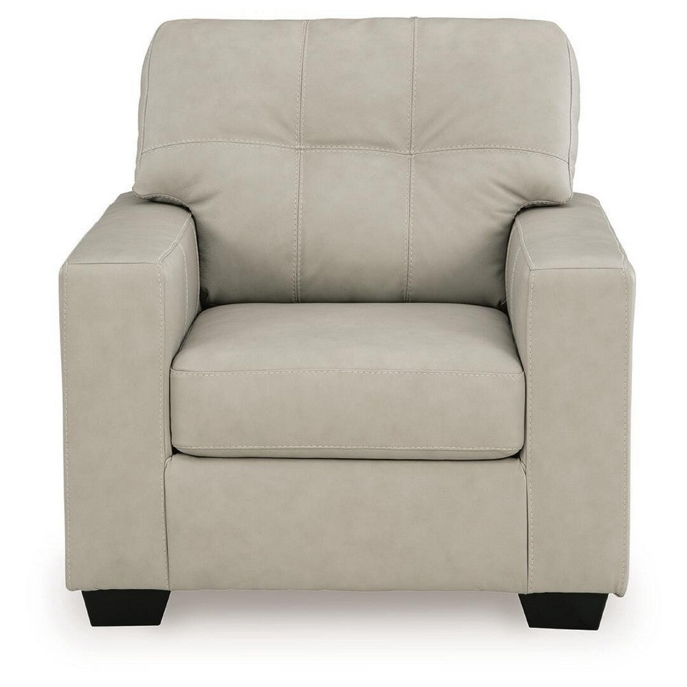 Orion Accent Chair with Wooden Legs | White Bone Tufted Leather-Faux Leather