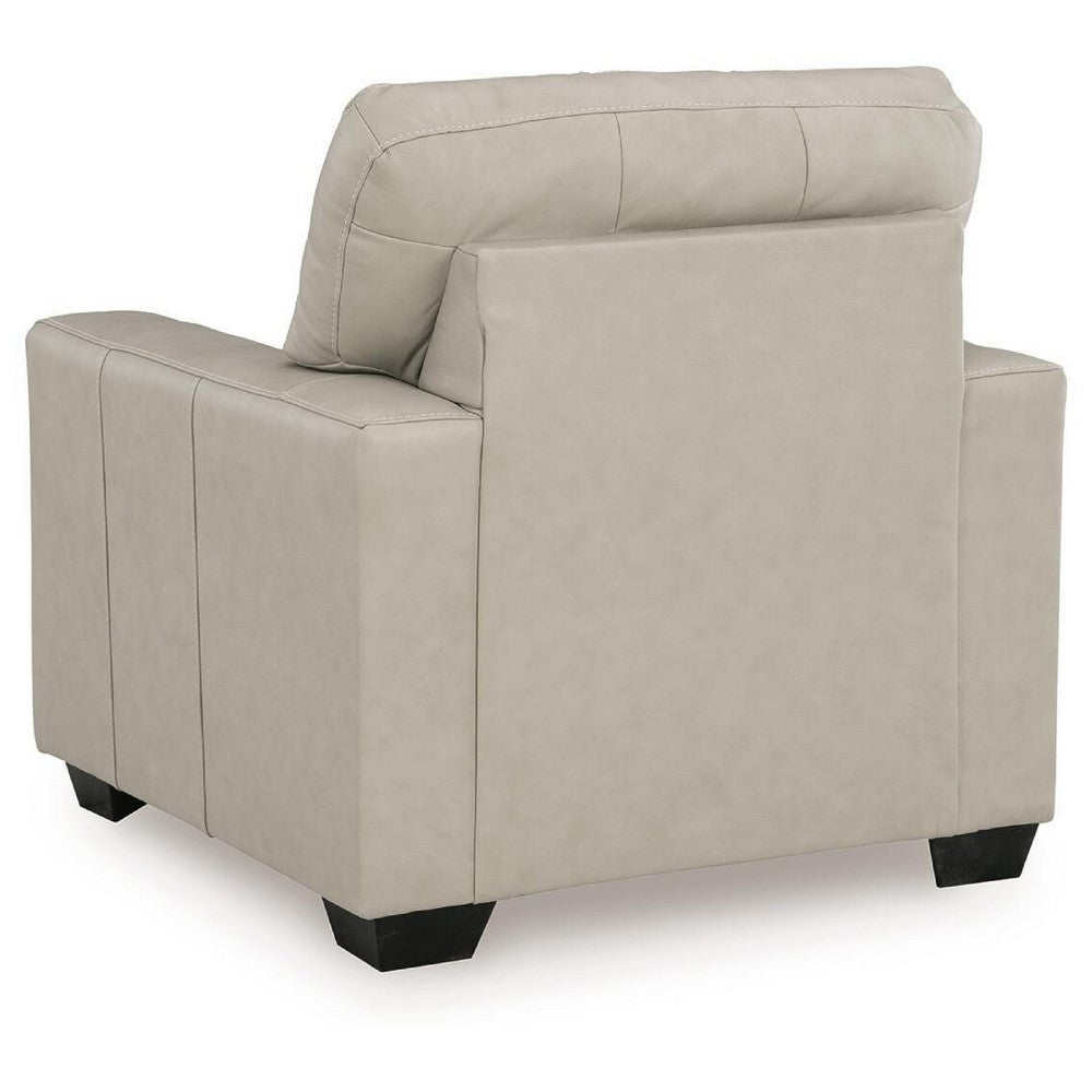 Orion Accent Chair with Wooden Legs | White Bone Tufted Leather-Faux Leather