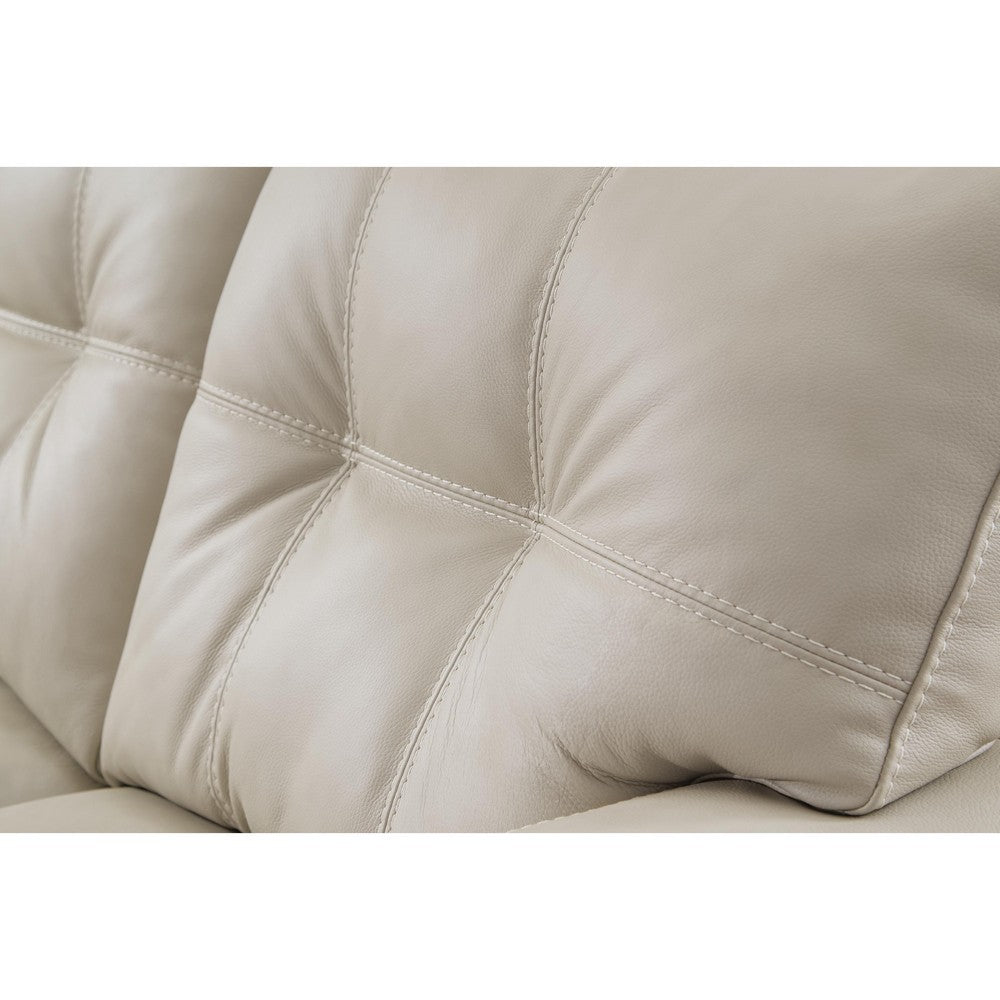 Orion Accent Chair with Wooden Legs | White Bone Tufted Leather-Faux Leather