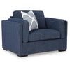Marcy Oversized Chair with Bolsters Arms | Accent Pillow | Navy Fabric