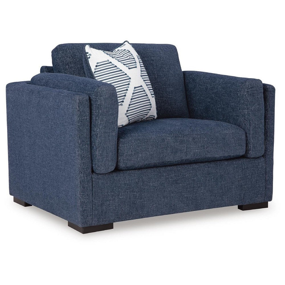 Marcy Oversized Chair with Bolsters Arms | Accent Pillow | Navy Fabric