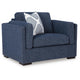 Marcy Oversized Chair with Bolsters Arms | Accent Pillow | Navy Fabric
