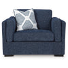 Marcy Oversized Chair with Bolsters Arms | Accent Pillow | Navy Fabric