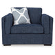 Marcy Oversized Chair with Bolsters Arms | Accent Pillow | Navy Fabric