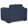 Marcy Oversized Chair with Bolsters Arms | Accent Pillow | Navy Fabric