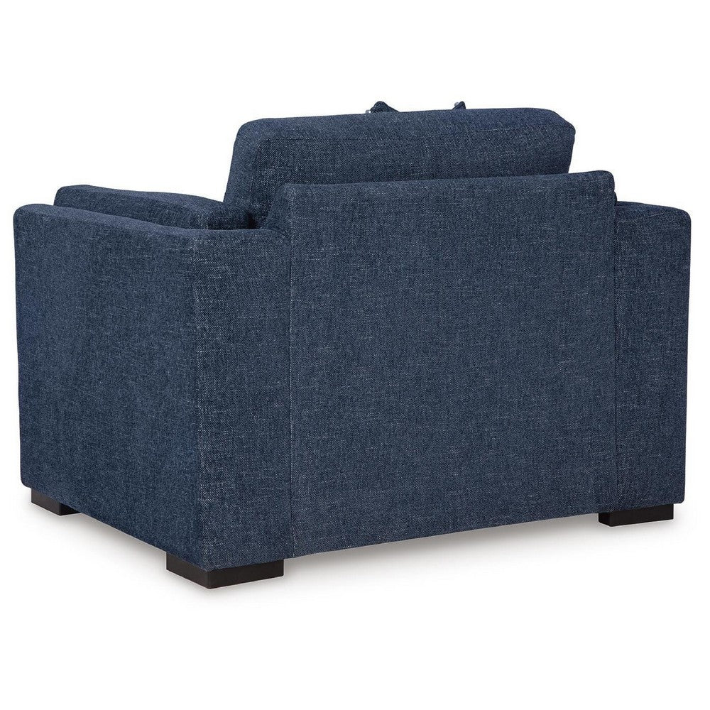 Marcy Oversized Chair with Bolsters Arms | Accent Pillow | Navy Fabric
