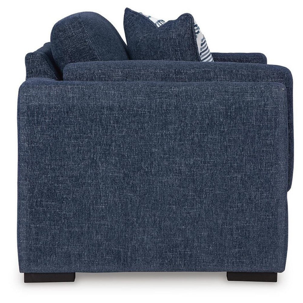 Marcy Oversized Chair with Bolsters Arms | Accent Pillow | Navy Fabric