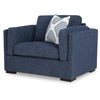 Marcy Oversized Chair with Bolsters Arms | Accent Pillow | Navy Fabric