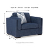 Marcy Oversized Chair with Bolsters Arms | Accent Pillow | Navy Fabric