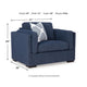 Marcy Oversized Chair with Bolsters Arms | Accent Pillow | Navy Fabric
