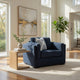 Marcy Oversized Chair with Bolsters Arms | Accent Pillow | Navy Fabric