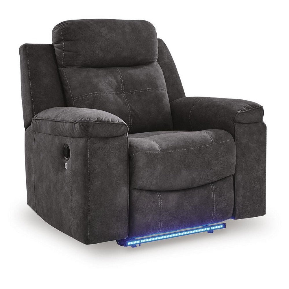 Beso Zero Wall Manual Recliner Chair with LED Light | Charcoal Faux Leather