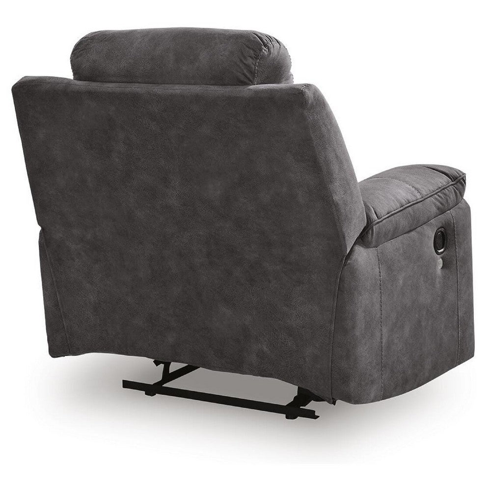 Beso Zero Wall Manual Recliner Chair with LED Light | Charcoal Faux Leather