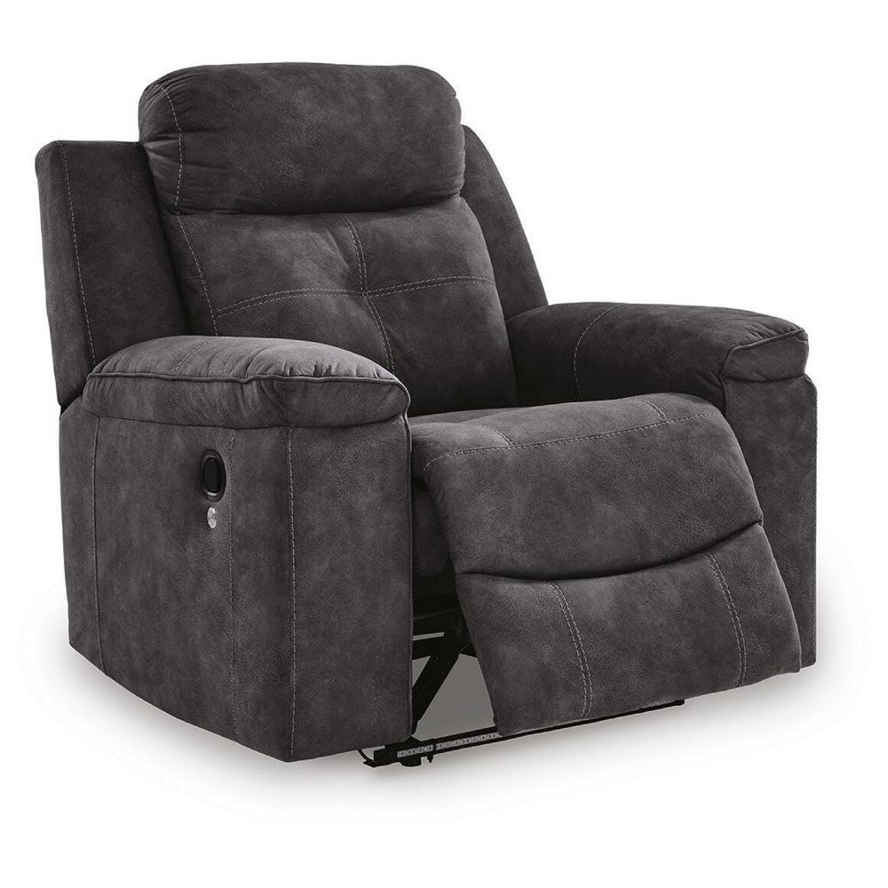 Beso Zero Wall Manual Recliner Chair with LED Light | Charcoal Faux Leather